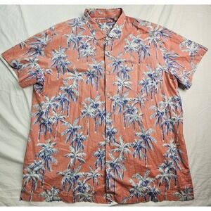 Tori Richard Hawaiian Shirt Mens 2XL Coral Pink Palm Tree Aloha Camp Made Hawaii